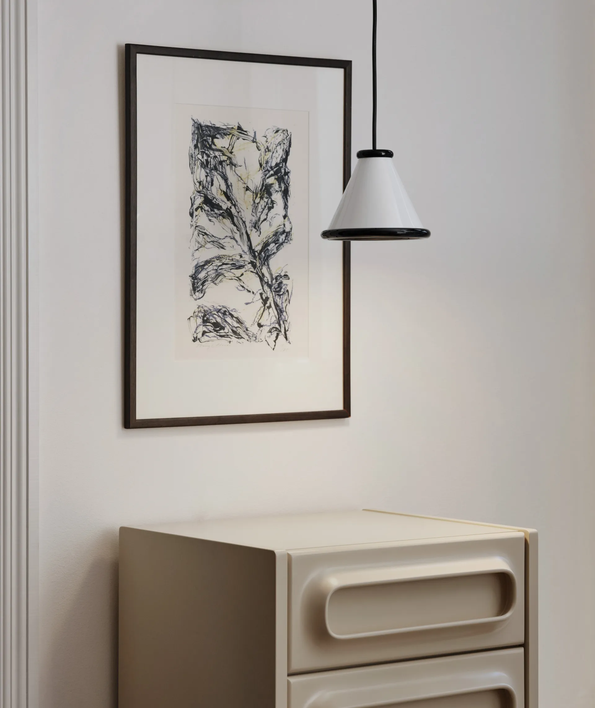 Lampadario Belle Ø15 cm, Bianco lucido-nero lucido Belid