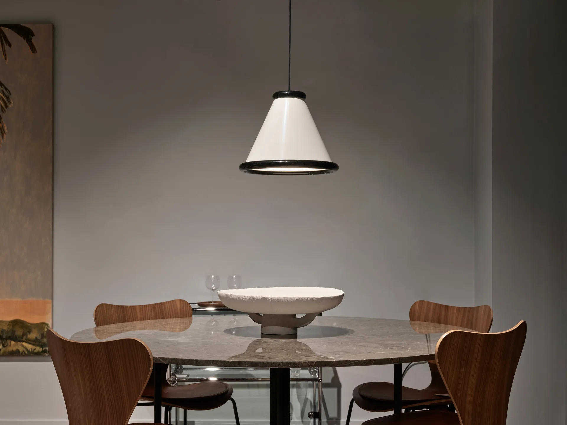 Lampadario Belle Ø36 cm, Bianco lucido-nero lucido Belid