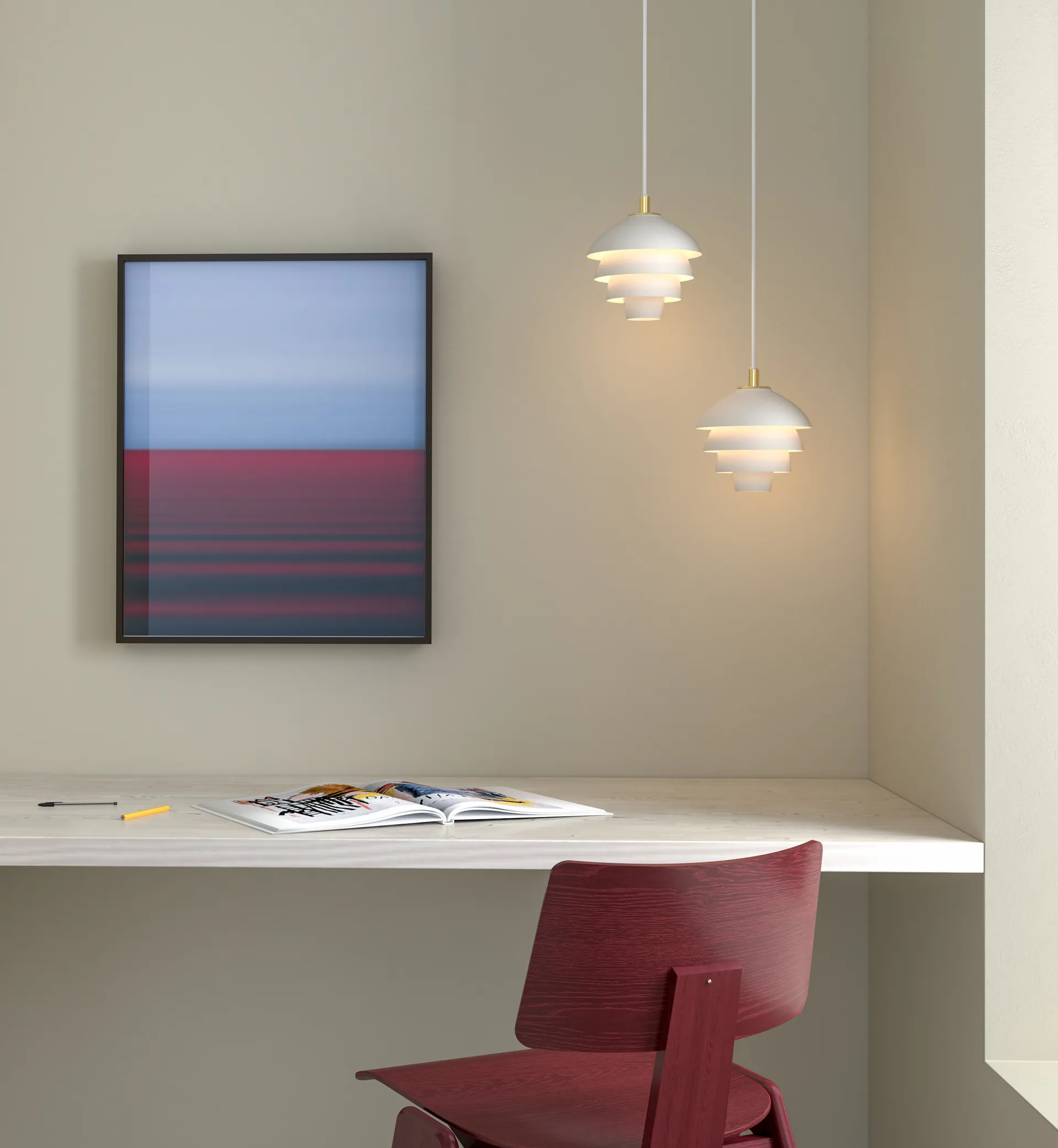 Lampadario Valencia Ø18, Bianco opaco-ottone Belid