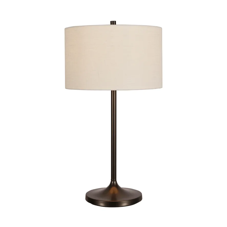 Soft lampada da tavolo, Lino bianco-bronzo metallico, Ø34x64 cm Belid