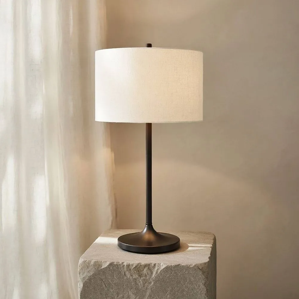 Soft lampada da tavolo, Lino bianco-bronzo metallico, Ø34x64 cm Belid