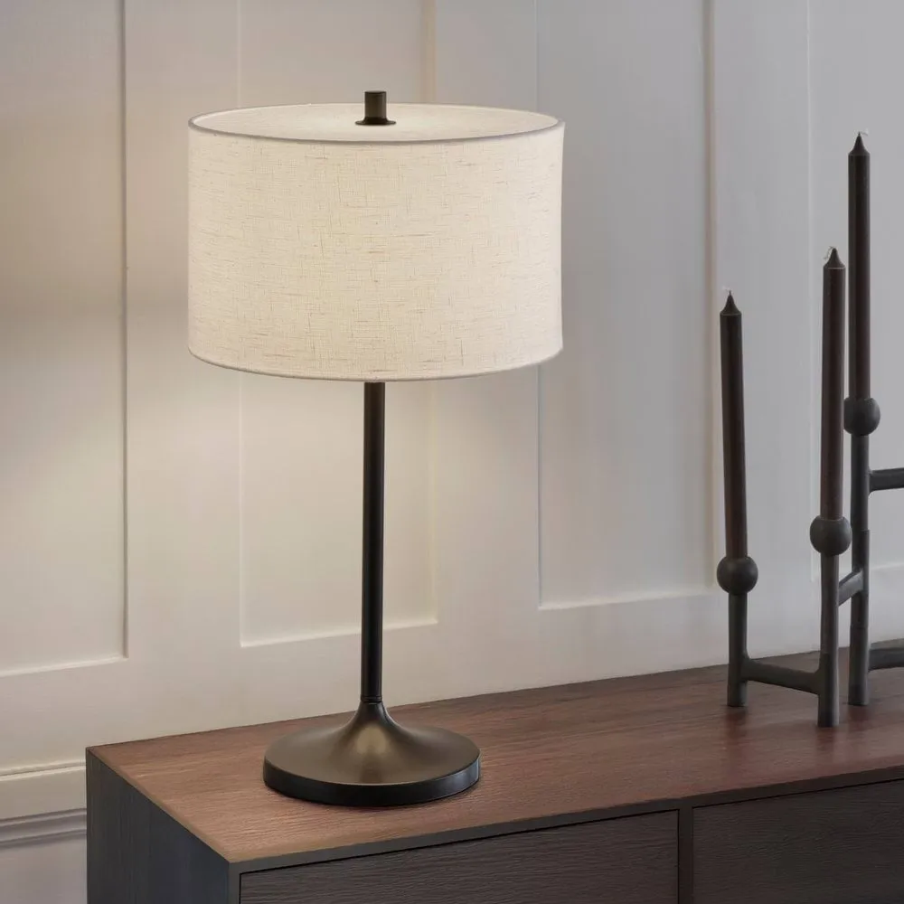 Soft lampada da tavolo, Lino bianco-bronzo metallico, Ø34x64 cm Belid