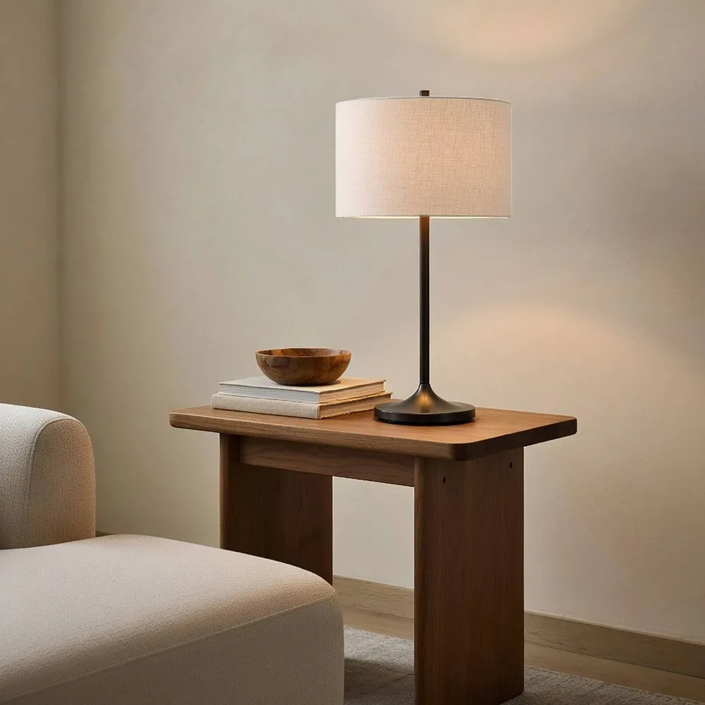 Soft lampada da tavolo, Lino bianco-bronzo metallico, Ø34x64 cm Belid