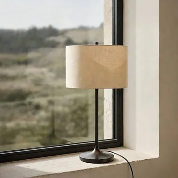 Soft lampada da tavolo - Lino naturale-bronzo metallico, Ø34x64 cm - Belid