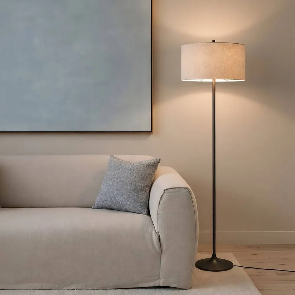 Soft lampada da terra, Lino naturale-bronzo metallizzato, Ø44x149,5 cm Belid