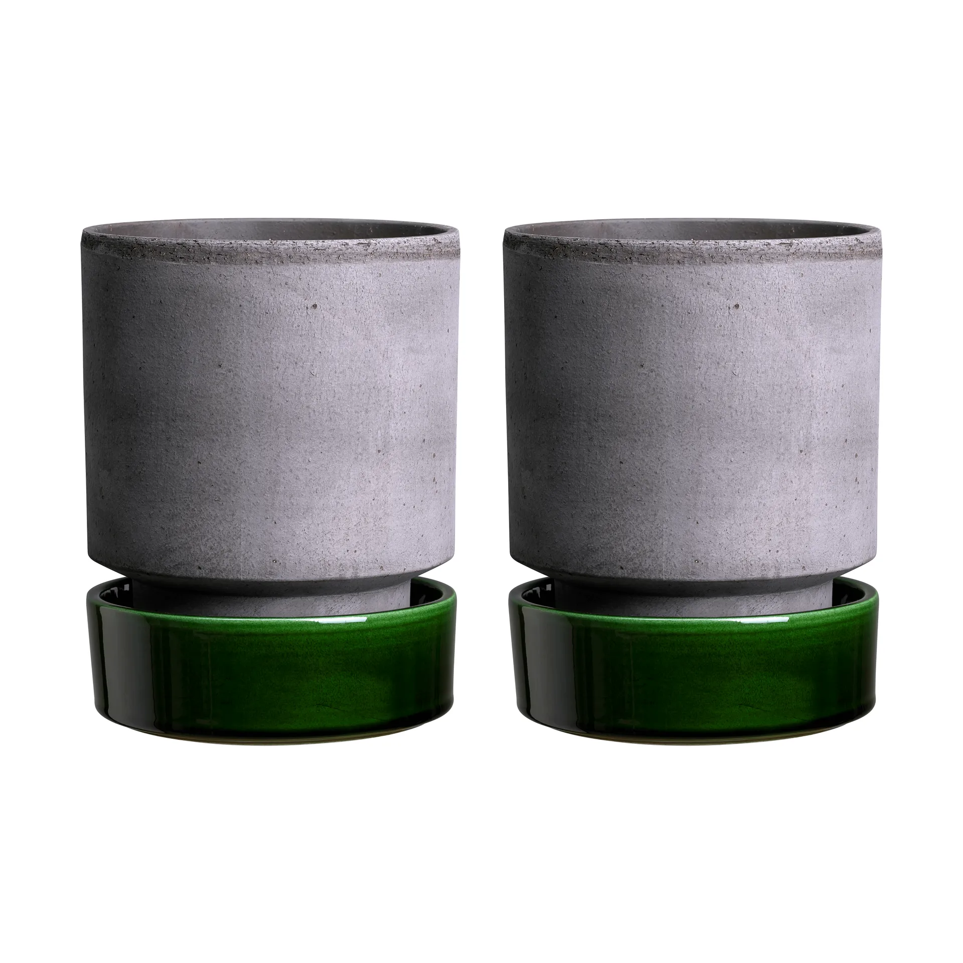Hoff vaso 2-pack, Ø8 cm, Raw Grey-Emerald Green Bergs Potter