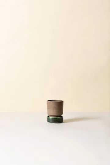 Hoff vaso 2-pack - Ø8 cm, Raw Grey-Emerald Green - Bergs Potter
