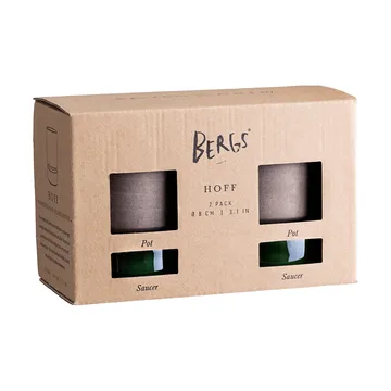 Hoff vaso 2-pack - Ø8 cm, Raw Grey-Emerald Green - Bergs Potter