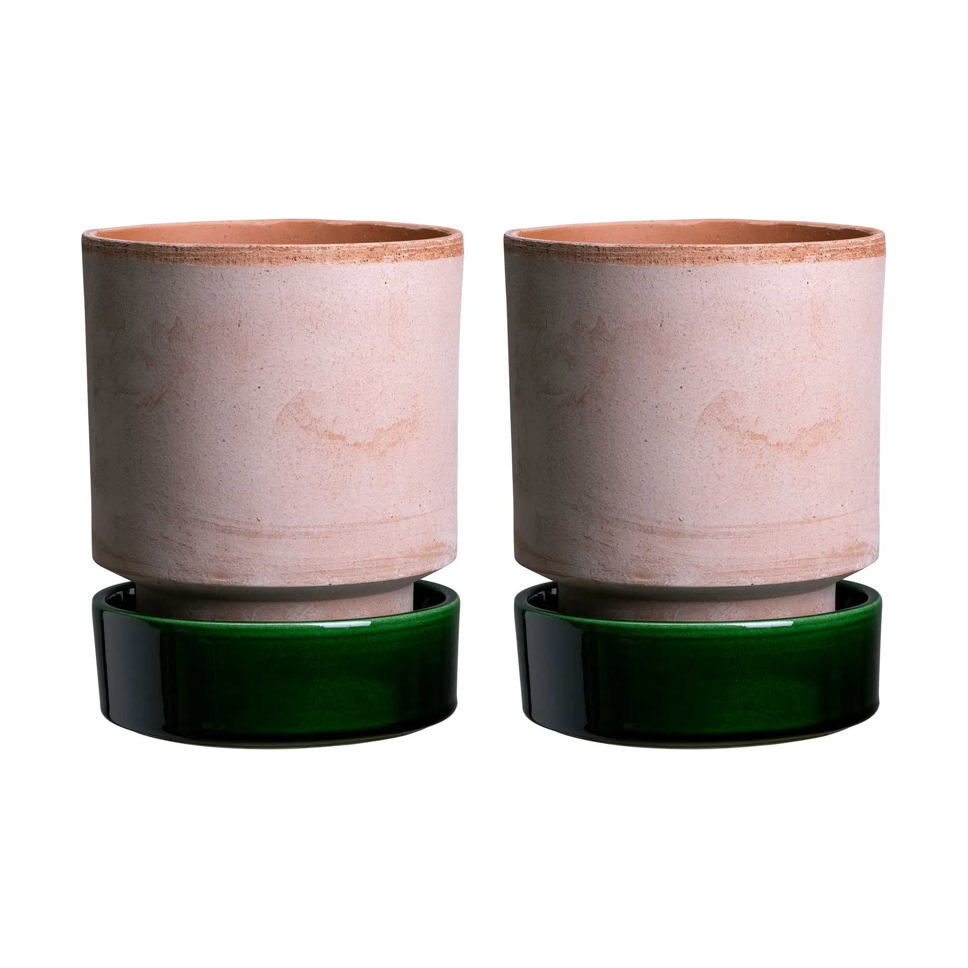 Hoff vaso 2-pack, Ø8 cm, Raw Rosa-Emerald Green Bergs Potter