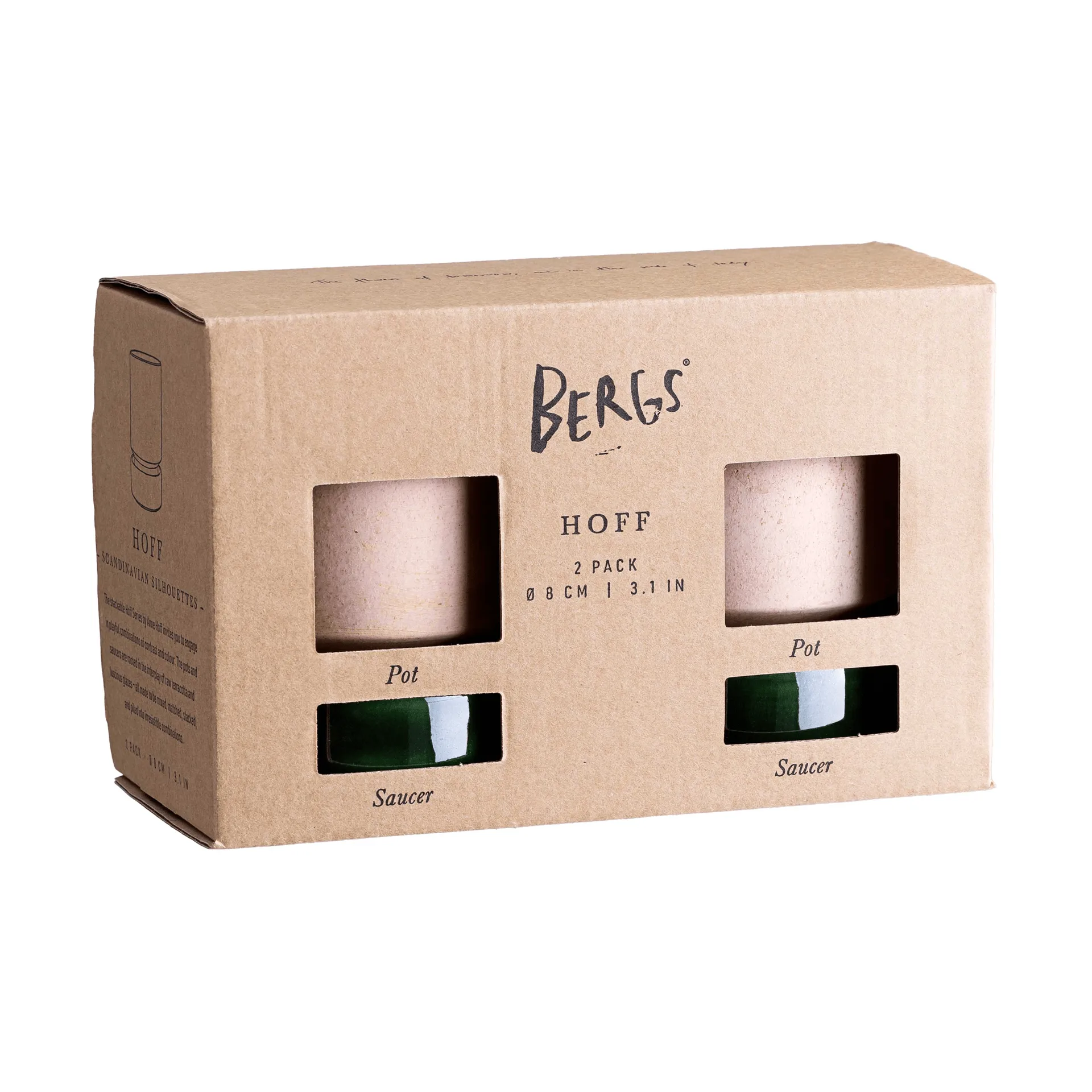 Hoff vaso 2-pack, Ø8 cm, Raw Rosa-Emerald Green Bergs Potter