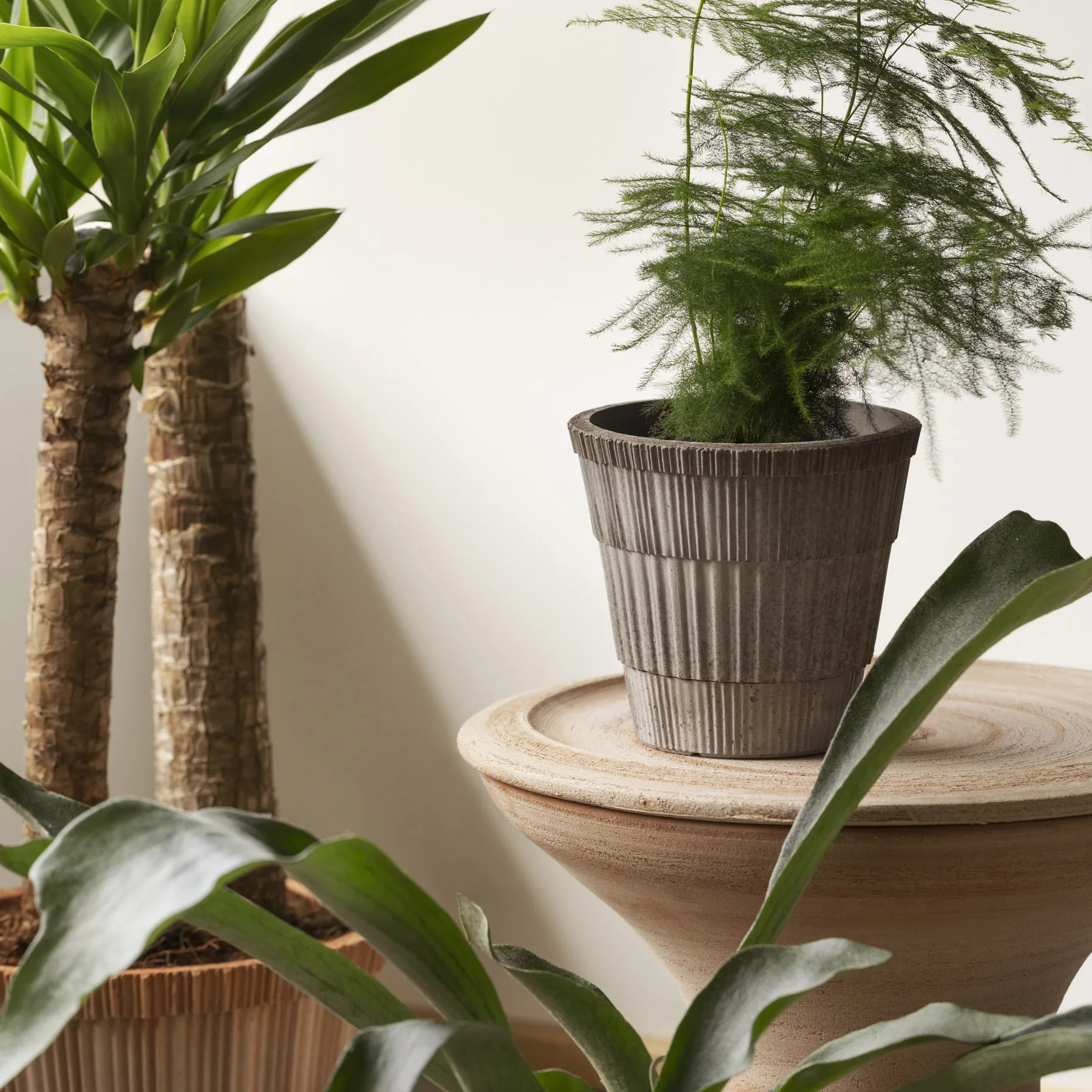 Vaso Atlas raw con sottovaso, Grigio, Ø16 cm Bergs Potter