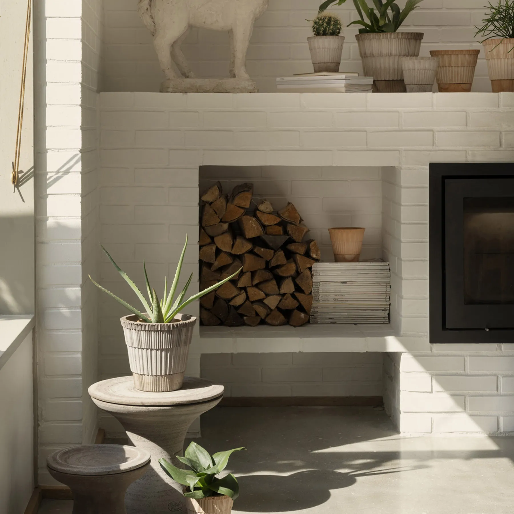 Vaso Atlas raw con sottovaso, Grigio, Ø25 cm Bergs Potter