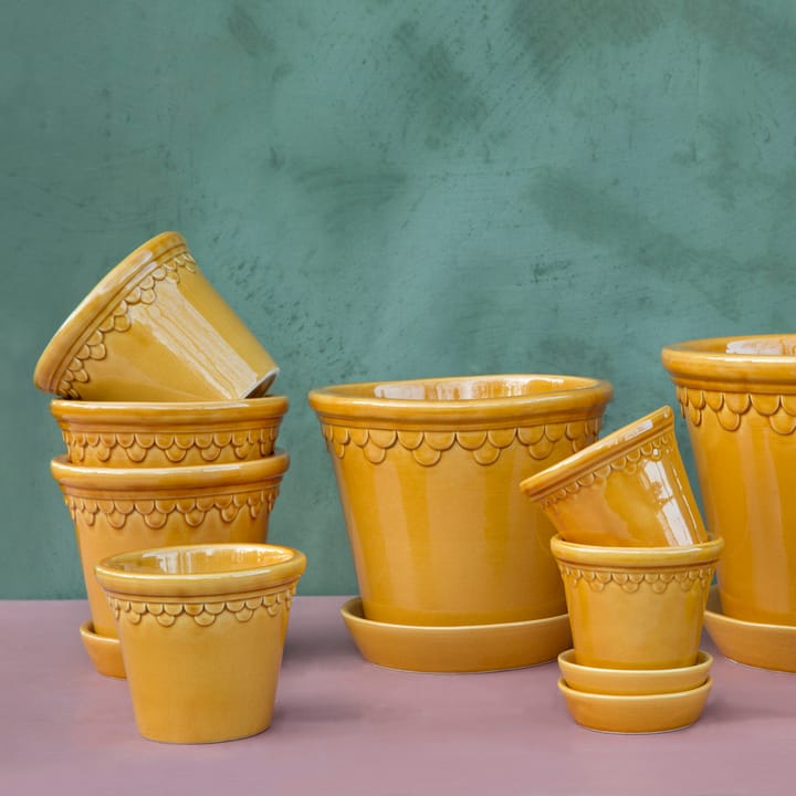 Vaso da fiori Københavner smaltato Ø 10 cm, Giallo Bergs Potter