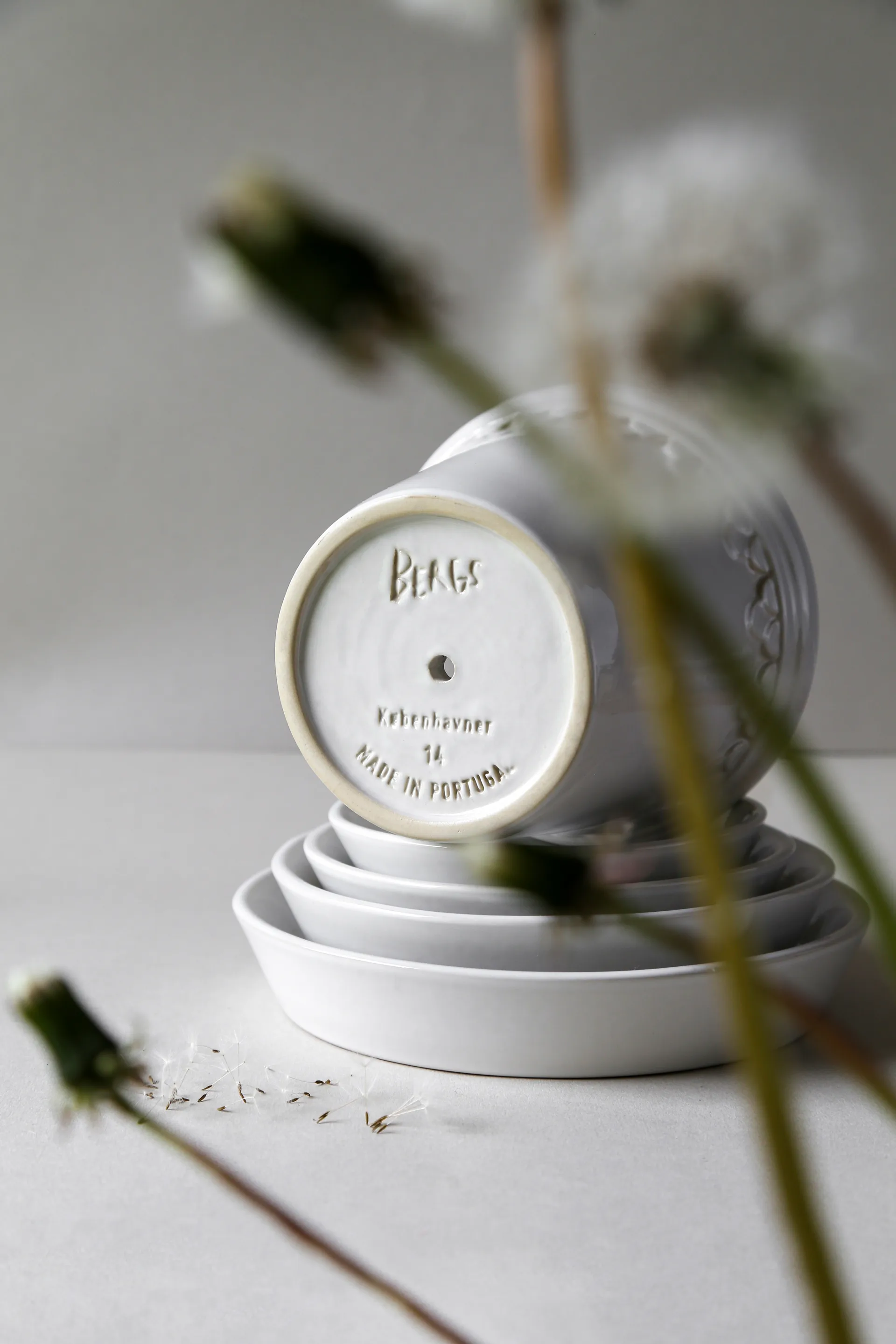 Vaso da fiori Københavner smaltato Ø 10 cm, Mineral White Bergs Potter