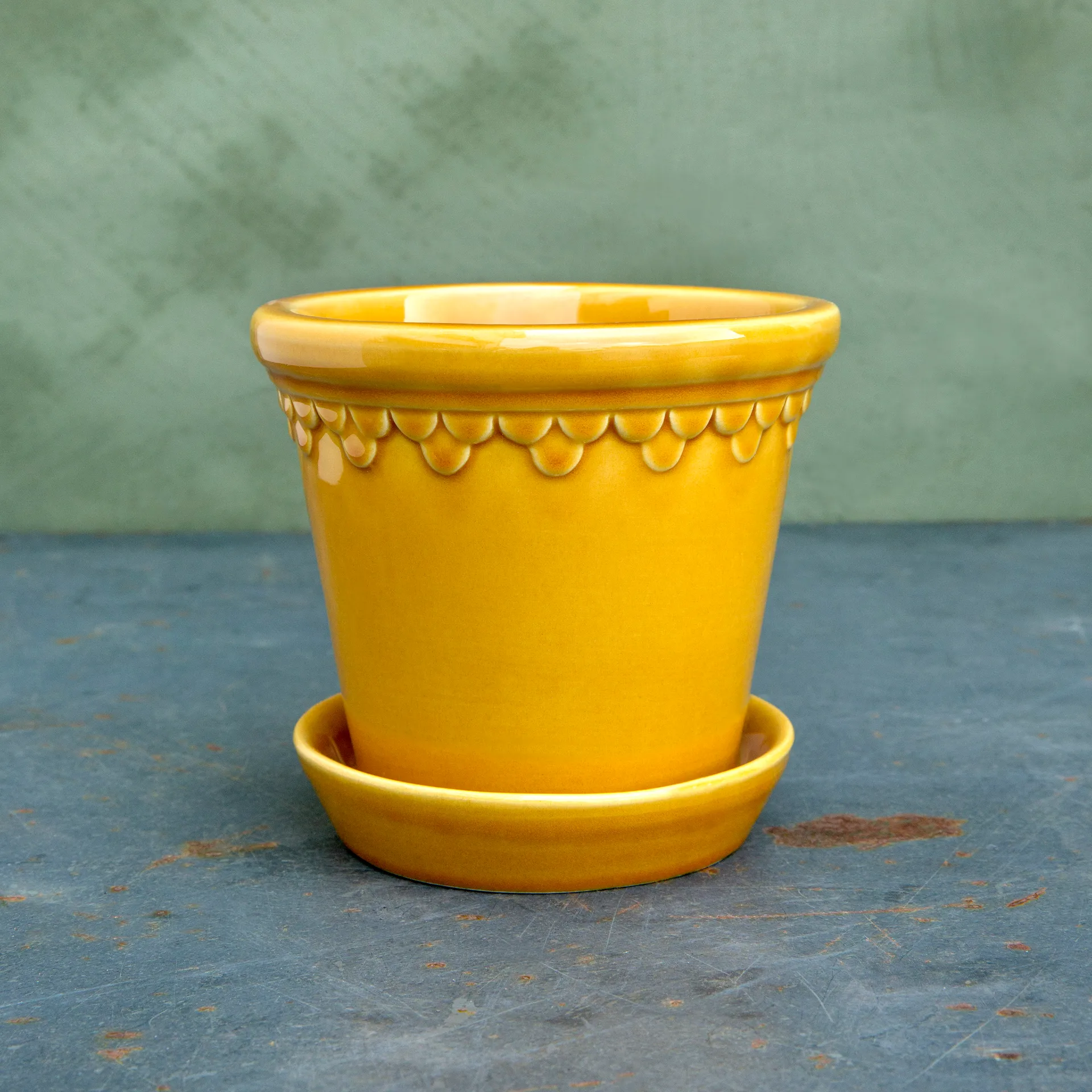 Vaso da fiori Københavner smaltato Ø 16 cm, Giallo Bergs Potter