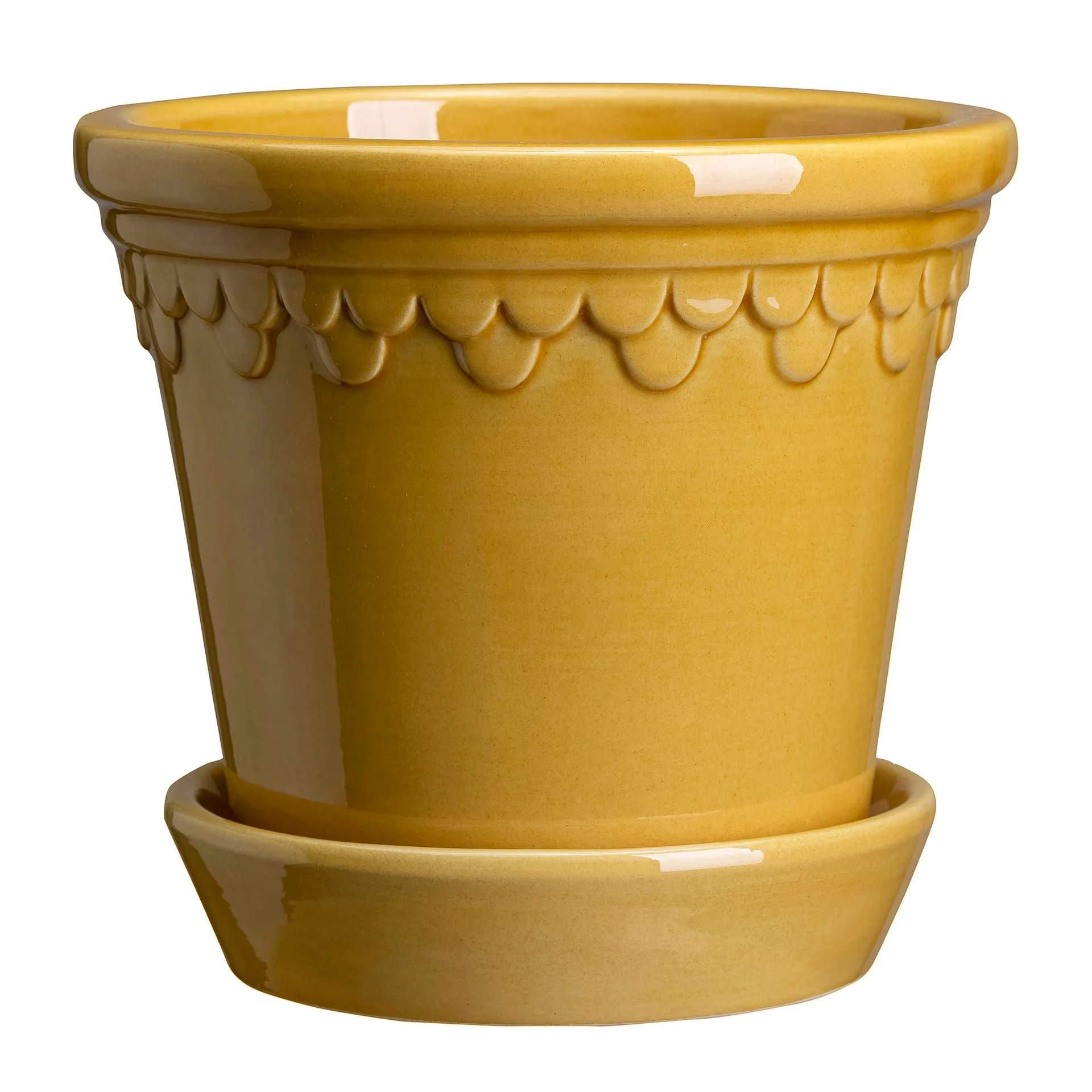 Vaso da fiori Københavner smaltato Ø 16 cm, Giallo Bergs Potter