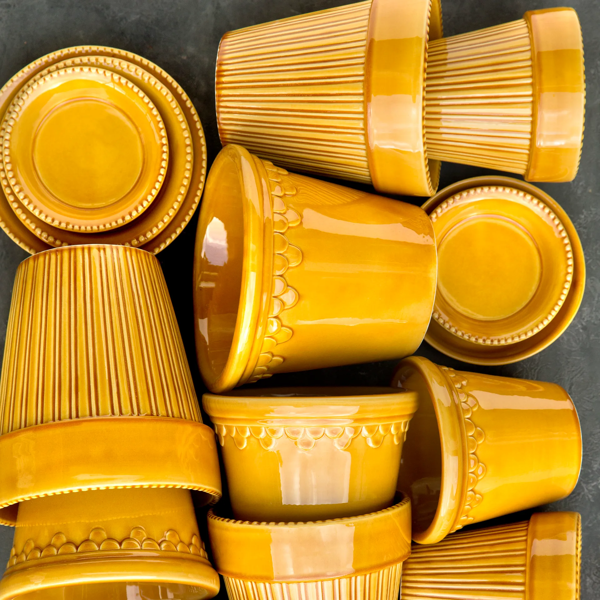 Vaso da fiori Københavner smaltato Ø 18 cm, Giallo Bergs Potter