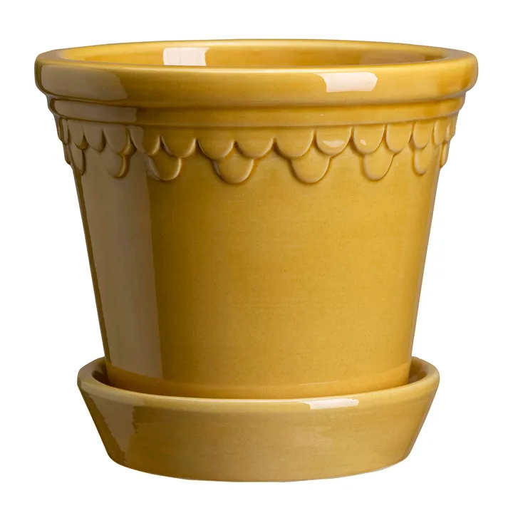 Vaso da fiori Københavner smaltato - Giallo, Ø14 cm - Bergs Potter