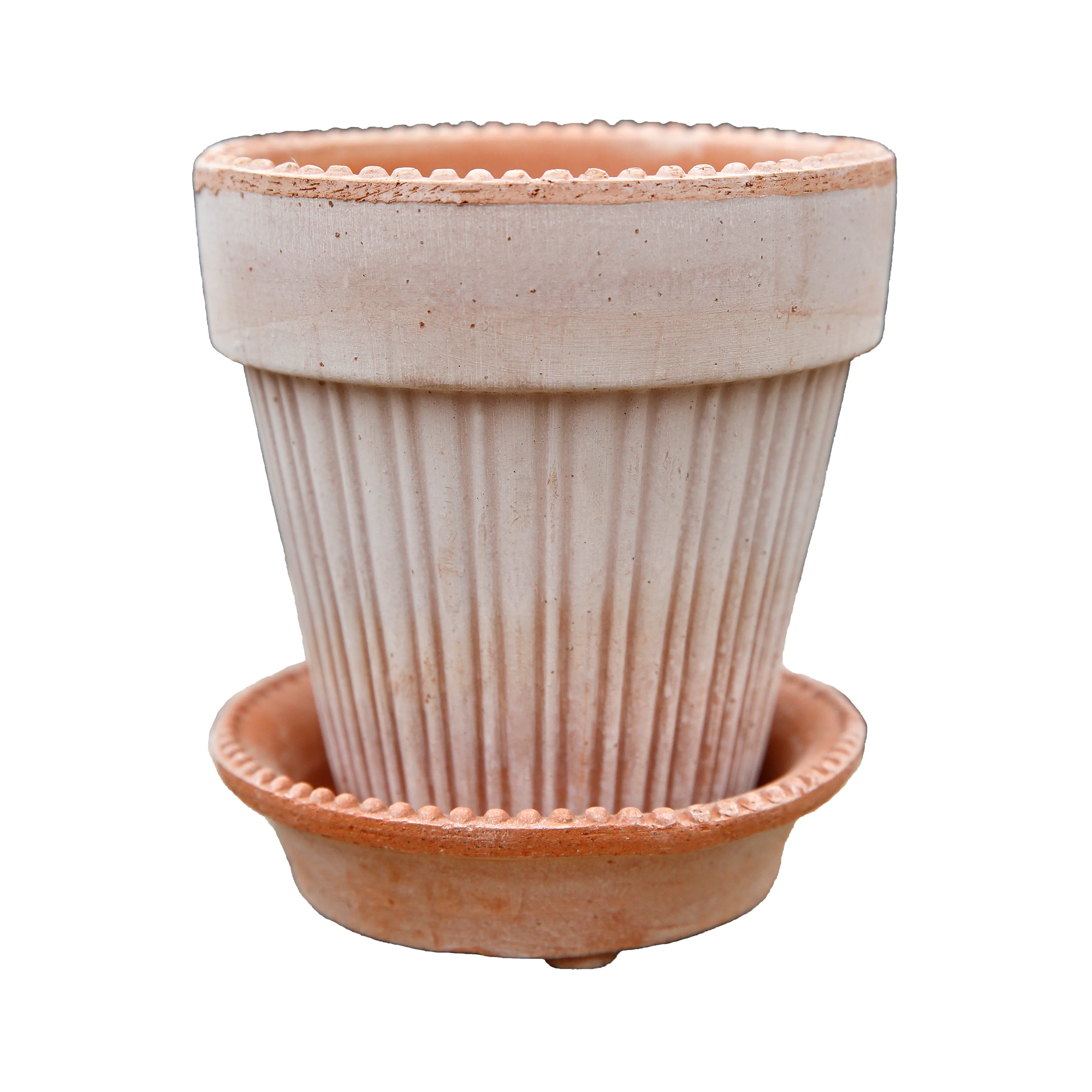 Vaso Tondo + Sottovaso in Plastica PPL Colore Bianco Diametro 50 cm