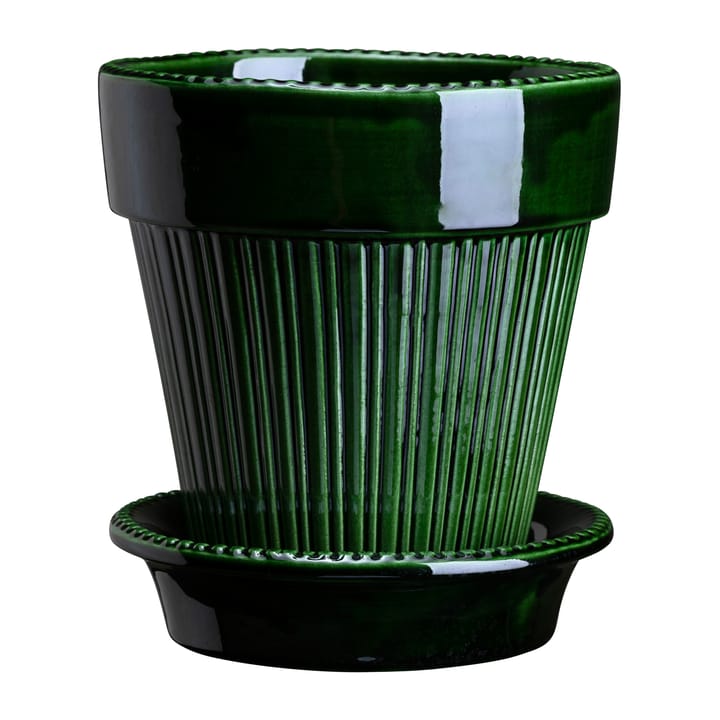 Vaso da fiori smaltato Simona, Ø 12 cm - Verde - Bergs Potter