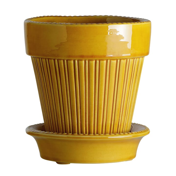 Vaso da fiori smaltato Simona Ø 14 cm - Giallo - Bergs Potter