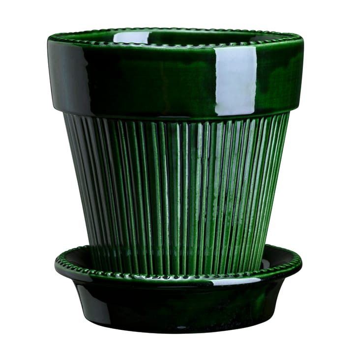 Vaso da fiori smaltato Simona Ø 14 cm - Verde - Bergs Potter