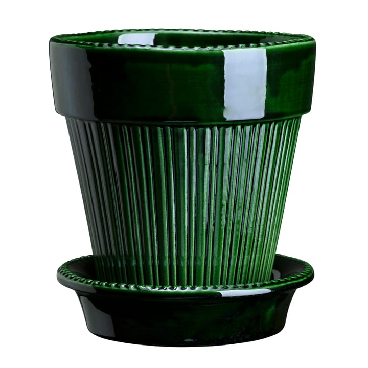 Vaso da fiori smaltato Simona Ø 16 cm - Verde - Bergs Potter