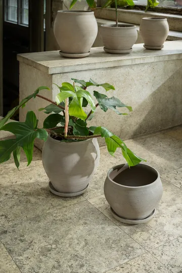 Vaso Delphi con sottovaso, 2 pezzi - Grigio, Ø22 cm, alto - Bergs Potter