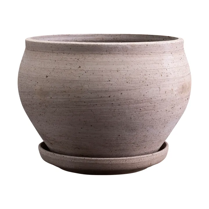 Vaso Delphi con sottovaso, 2 pezzi - Grigio, Ø24 cm, basso - Bergs Potter