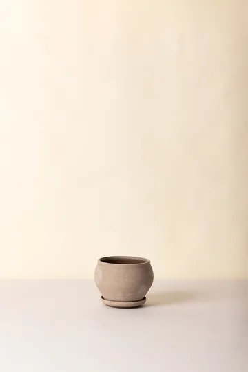 Vaso Delphi con sottovaso, 2 pezzi - Grigio, Ø24 cm, basso - Bergs Potter