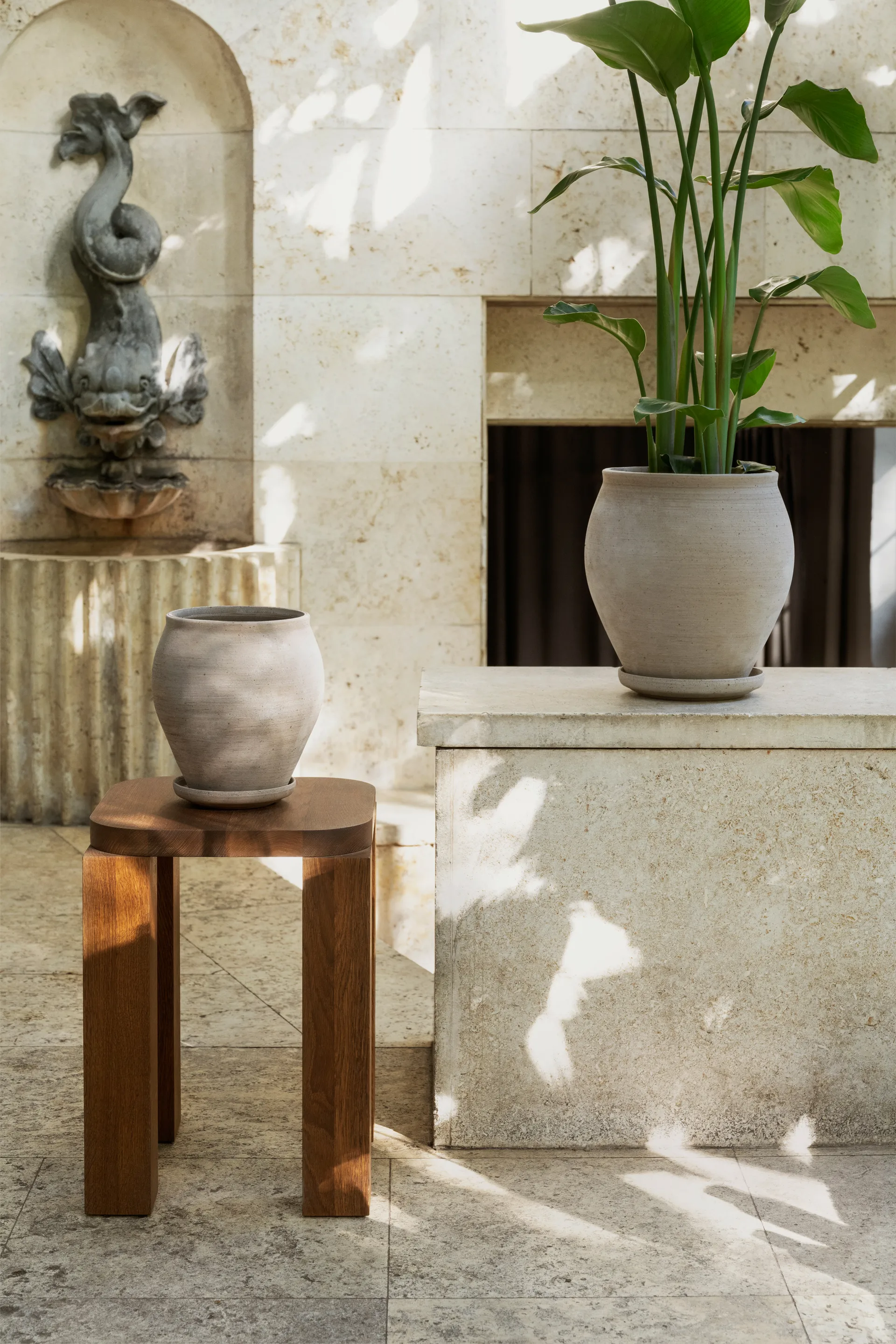 Vaso Delphi con sottovaso, 2 pezzi, Grigio, Ø26 cm Bergs Potter