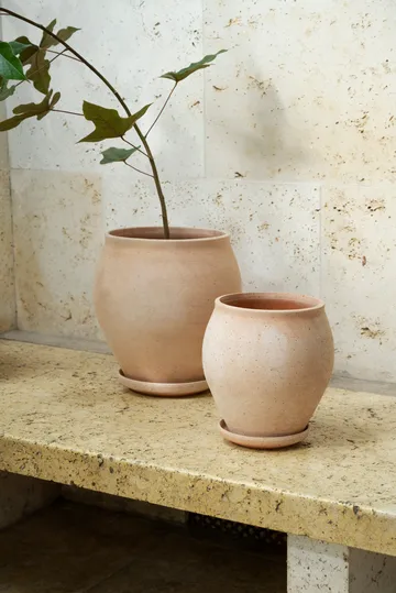 Vaso Delphi con sottovaso, 2 pezzi - Rosa, Ø20 cm - Bergs Potter