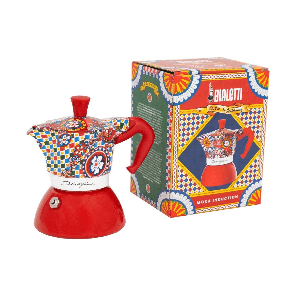 Bialetti x Dolce & Gabbana caffettiera moka per induzione, Carretto siciliano, 2 tazze Bialetti