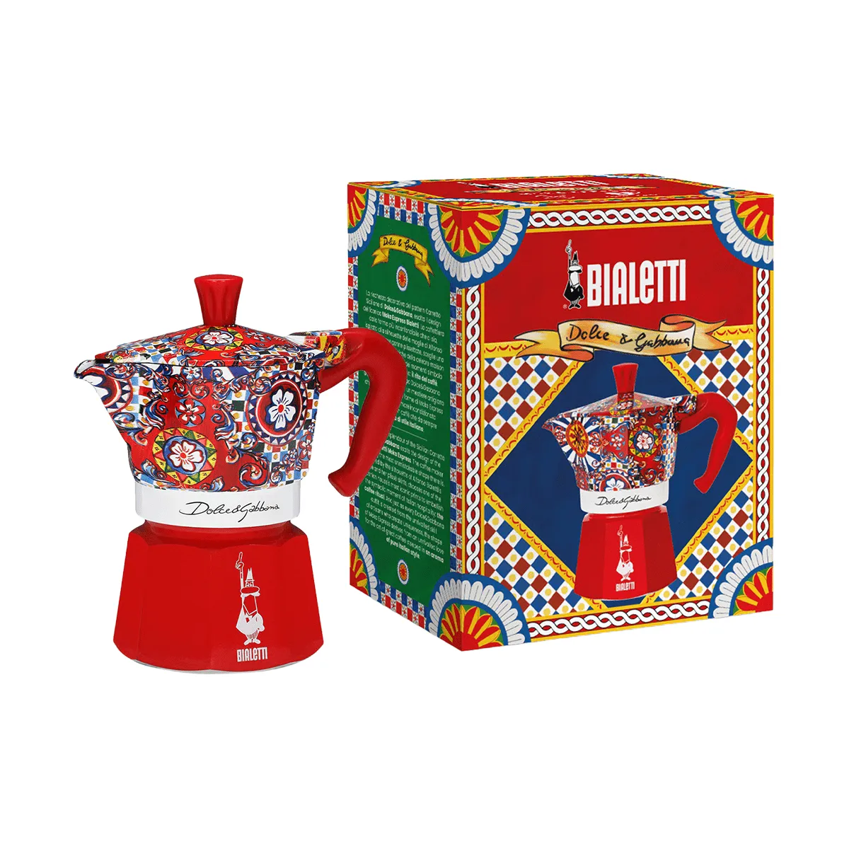Moka Bialetti x Dolce & Gabbana, Carretto siciliano, 3 tazze Bialetti