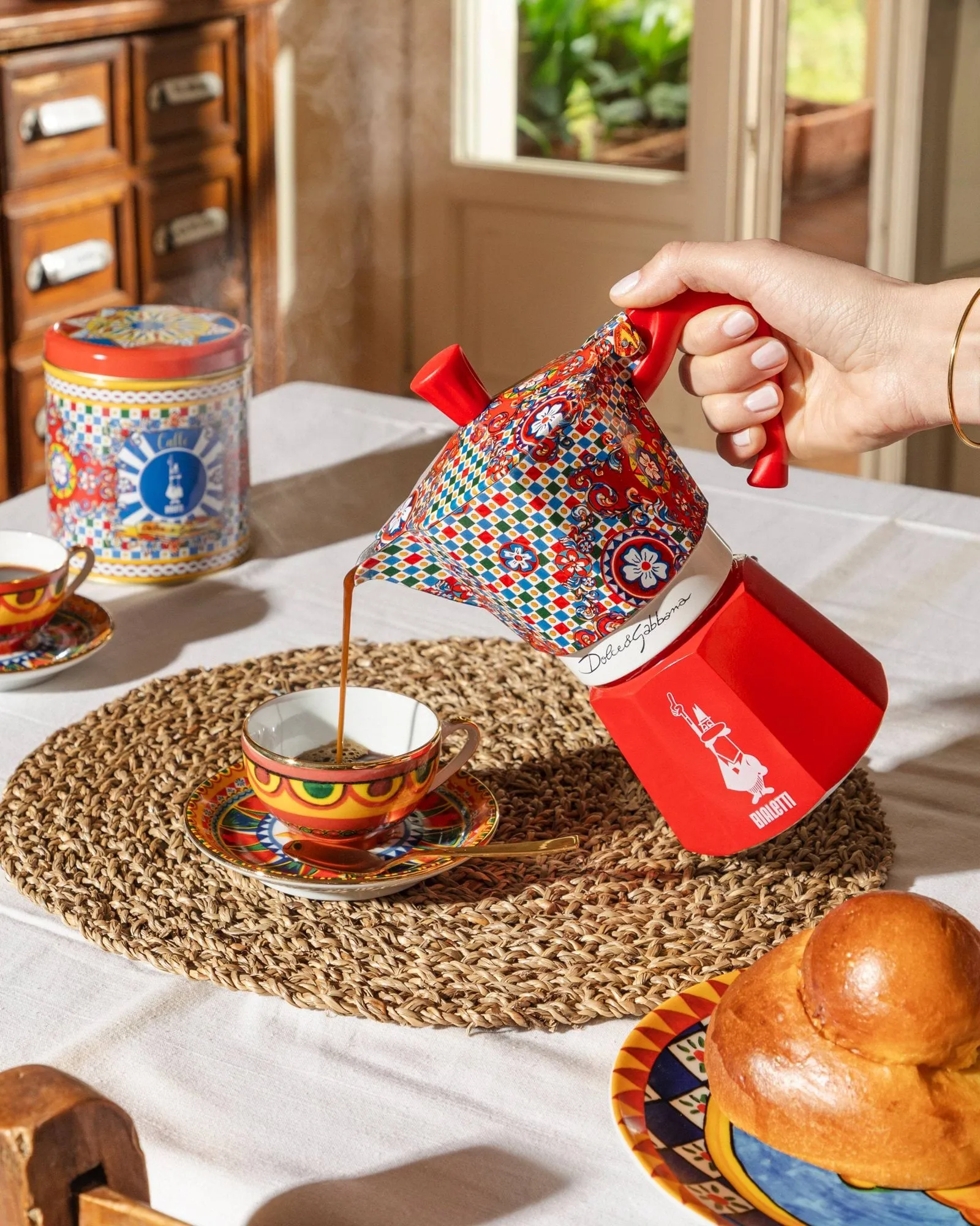Moka Bialetti x Dolce & Gabbana, Carretto siciliano, 3 tazze Bialetti