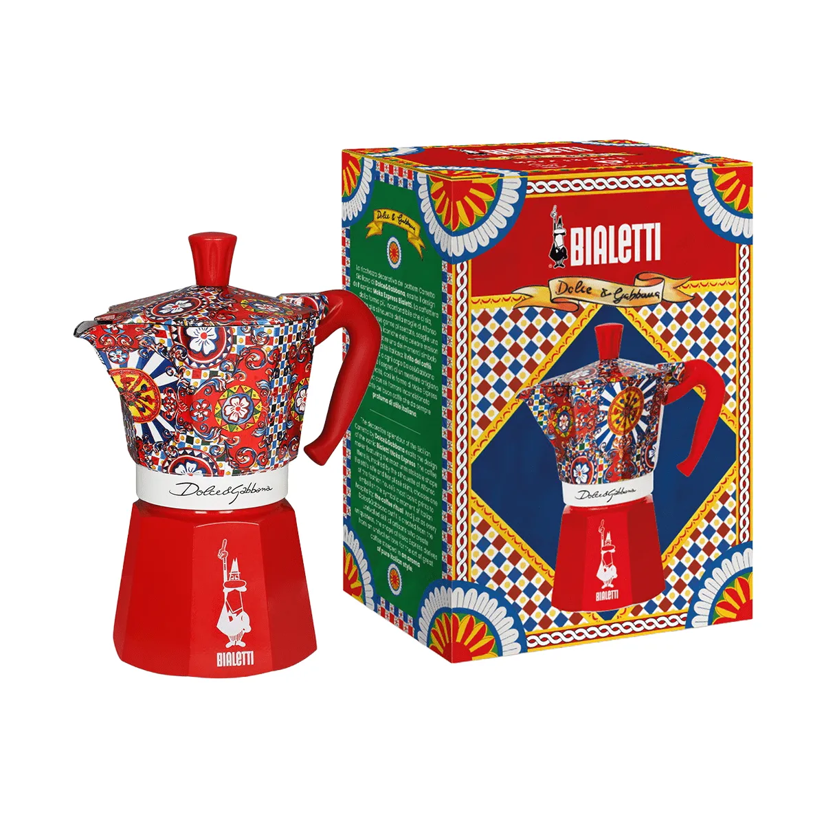 Moka Bialetti x Dolce & Gabbana, Carretto siciliano, 6 tazze Bialetti