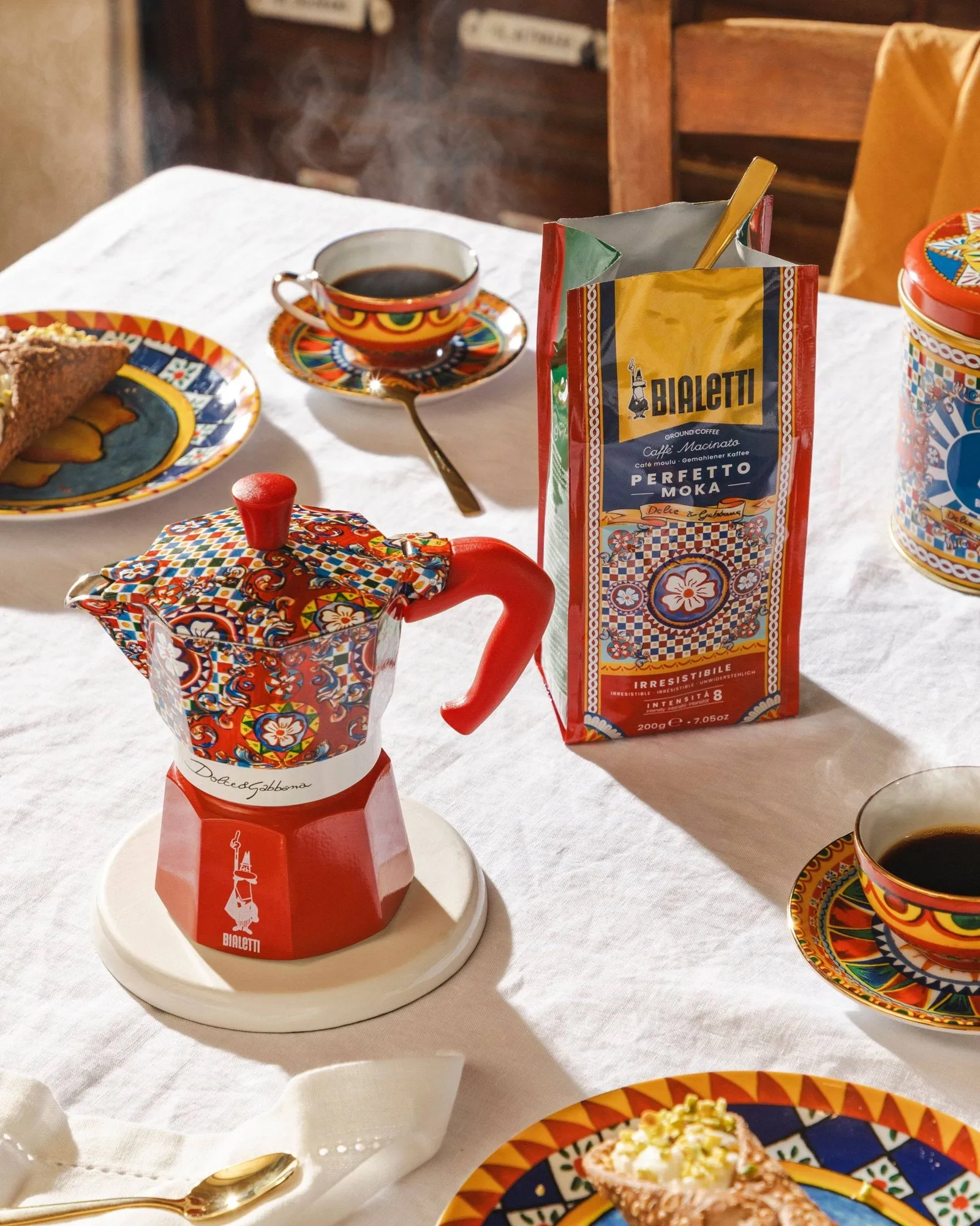 Moka Bialetti x Dolce & Gabbana, Carretto siciliano, 6 tazze Bialetti