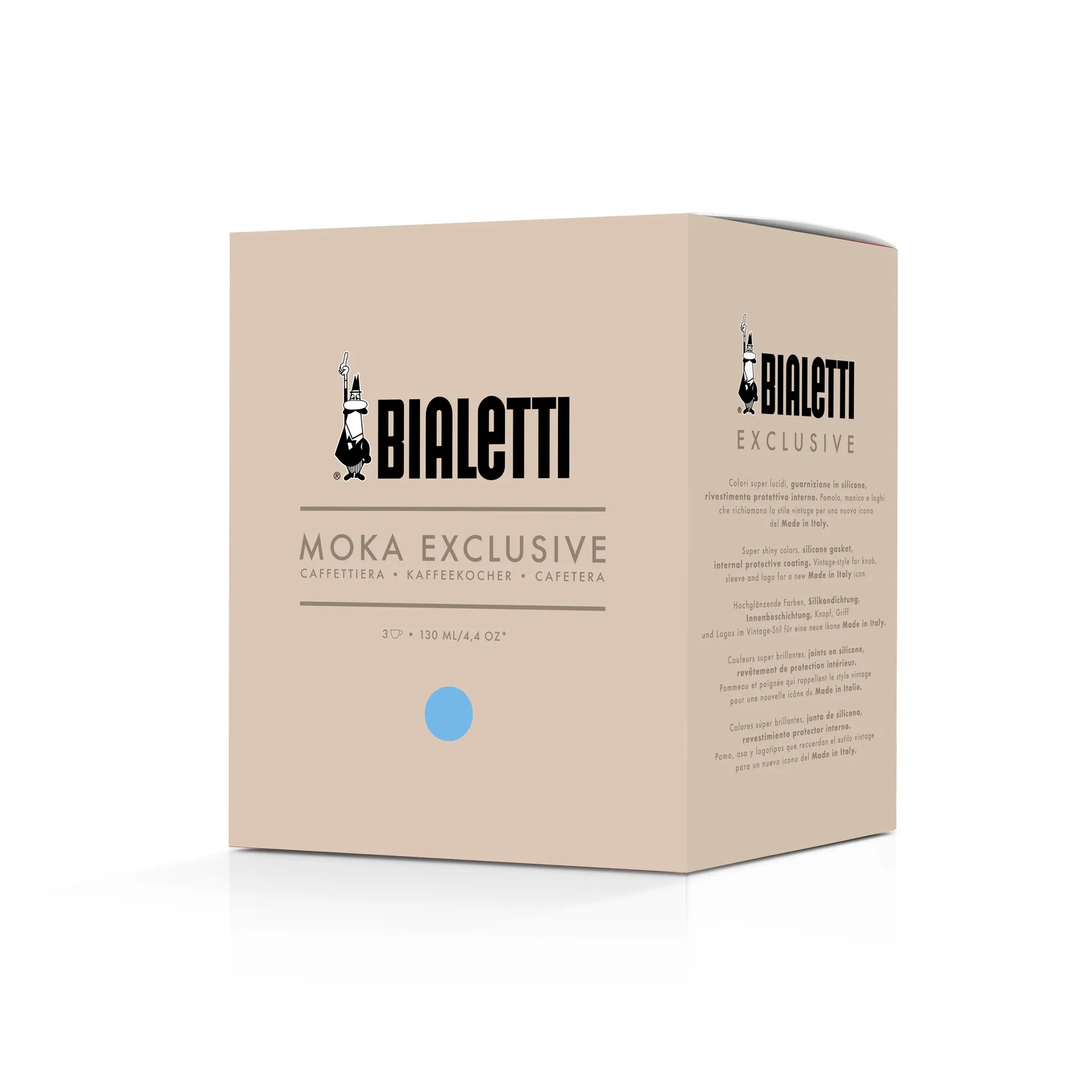 Moka esclusiva Bialetti, Azzurro chiaro, 3 tazze Bialetti