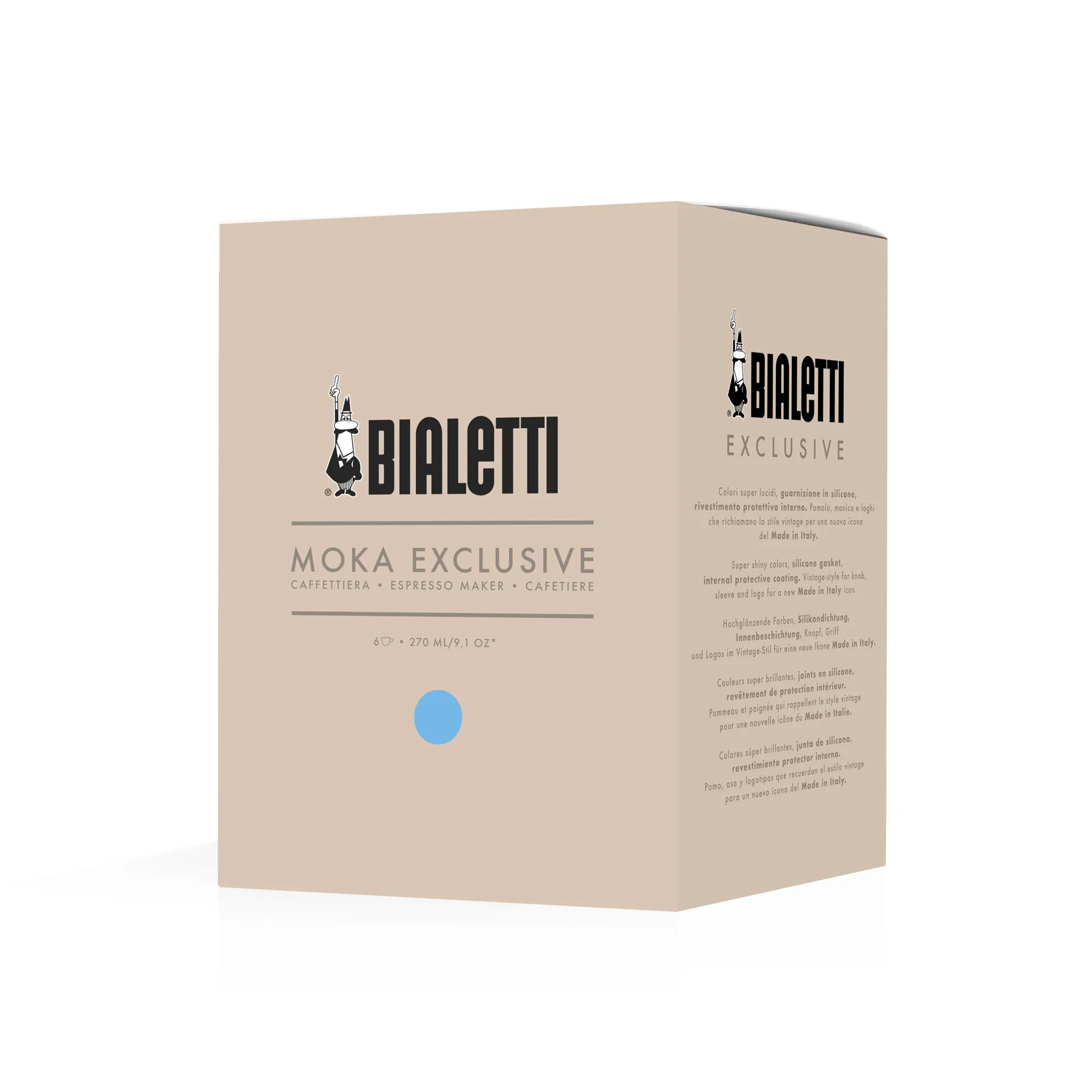Moka esclusiva Bialetti, Azzurro chiaro, 6 tazze Bialetti