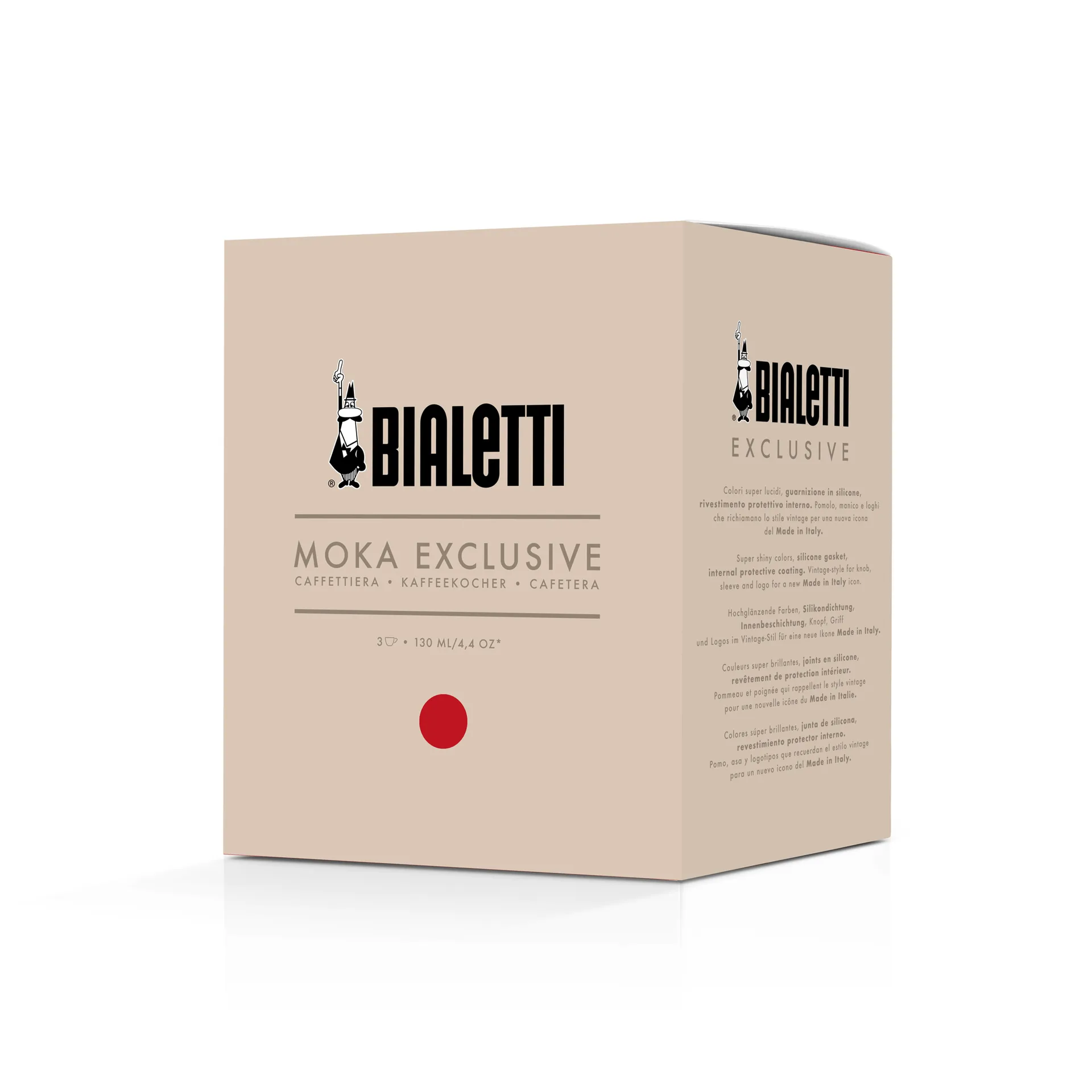 Moka esclusiva Bialetti, Rosso, 3 tazze Bialetti