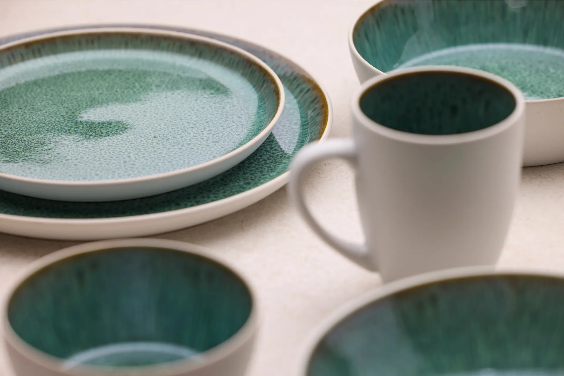 Ciotola da zuppa Bitz Ø 18 cm, Bianco-verde Bitz