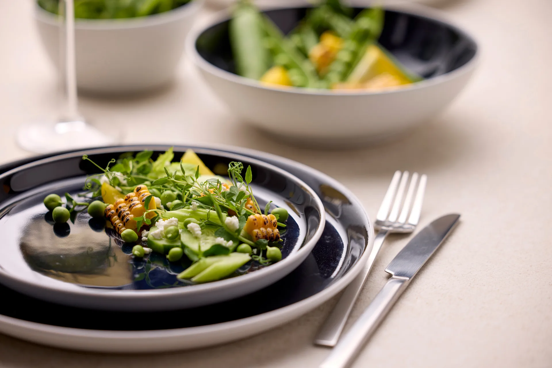 Piatto Bitz gastro Ø27 cm, Bianco-blu scuro Bitz