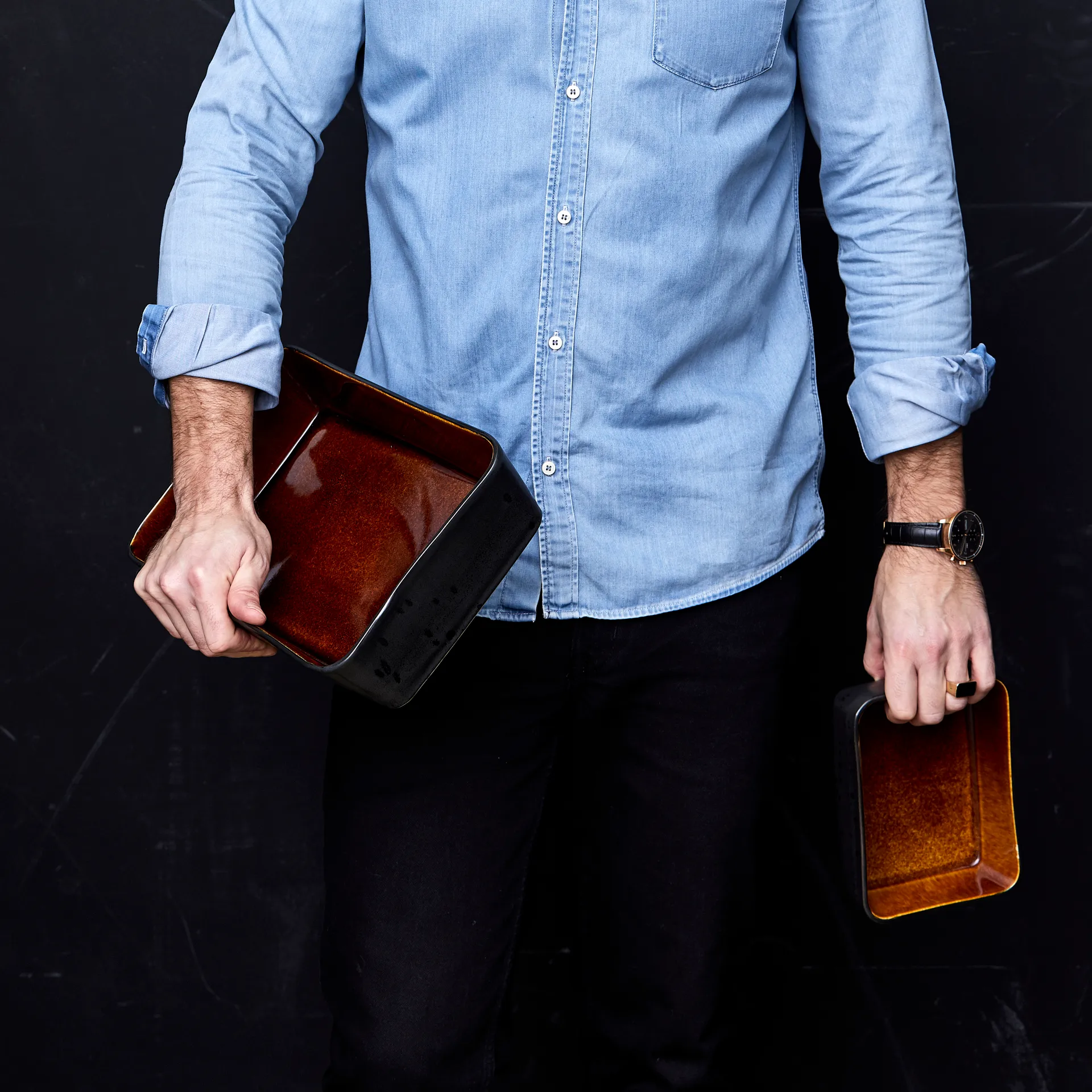 Piatto da portata Bitz nero 30x17 cm, Ambra Bitz