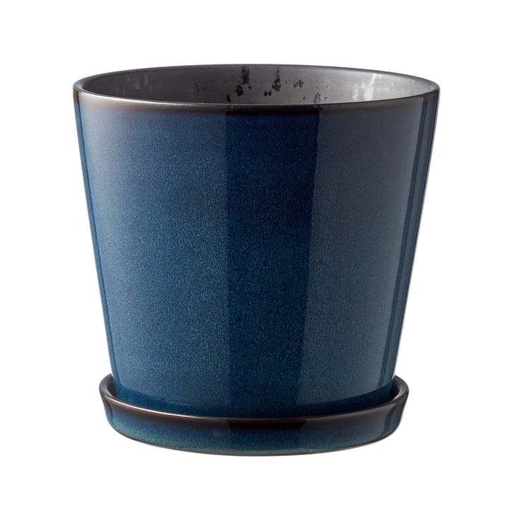 Portafiori con piattino Bitz Ø 14 cm - blu scuro-nero - Bitz