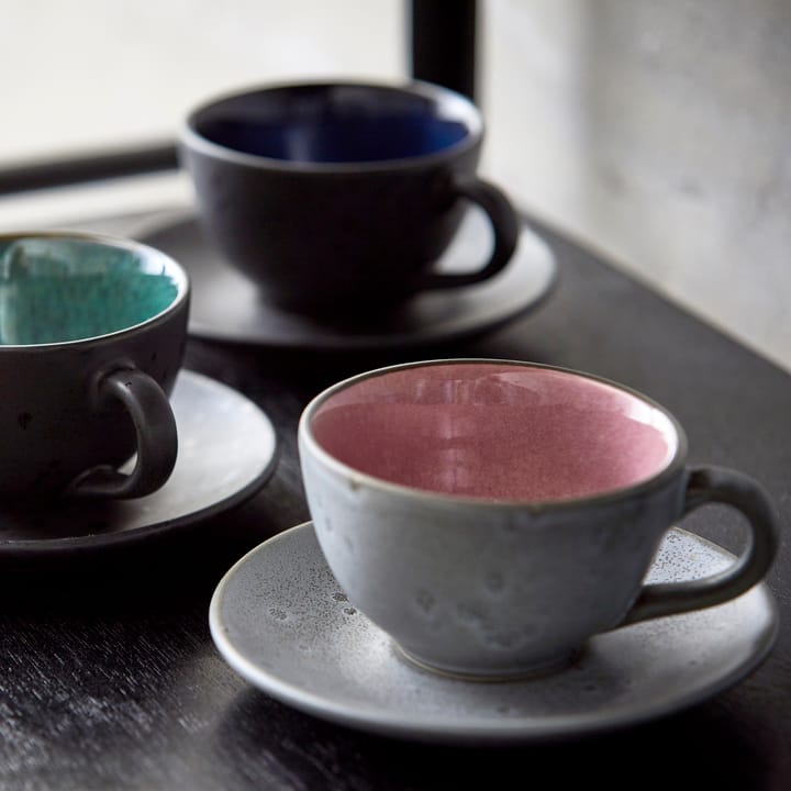 Tazza con piattino Bitz grigia, Rosa Bitz