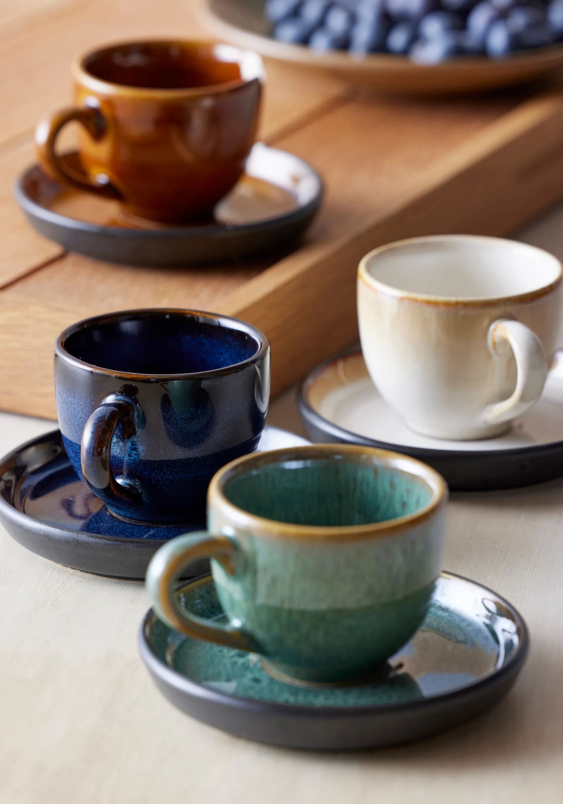 Tazzina da caffè con piattino Bitz 7 cl, opaca, Ambra, nero Bitz