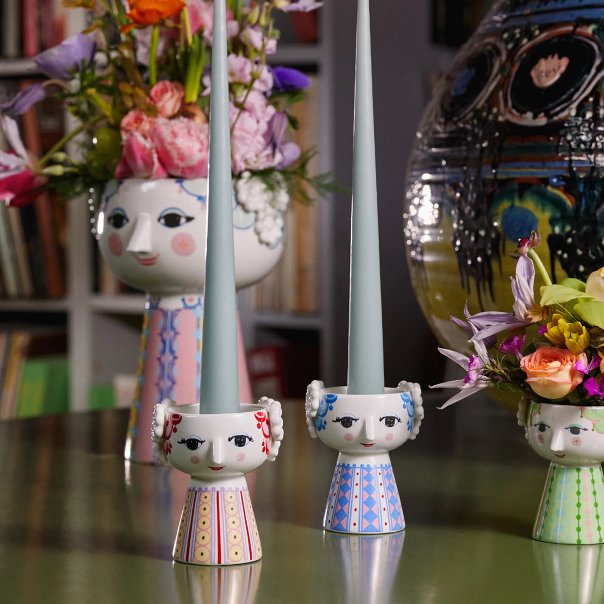 Candelabro Eva 9,5 cm, blu scuro Bjørn Wiinblad