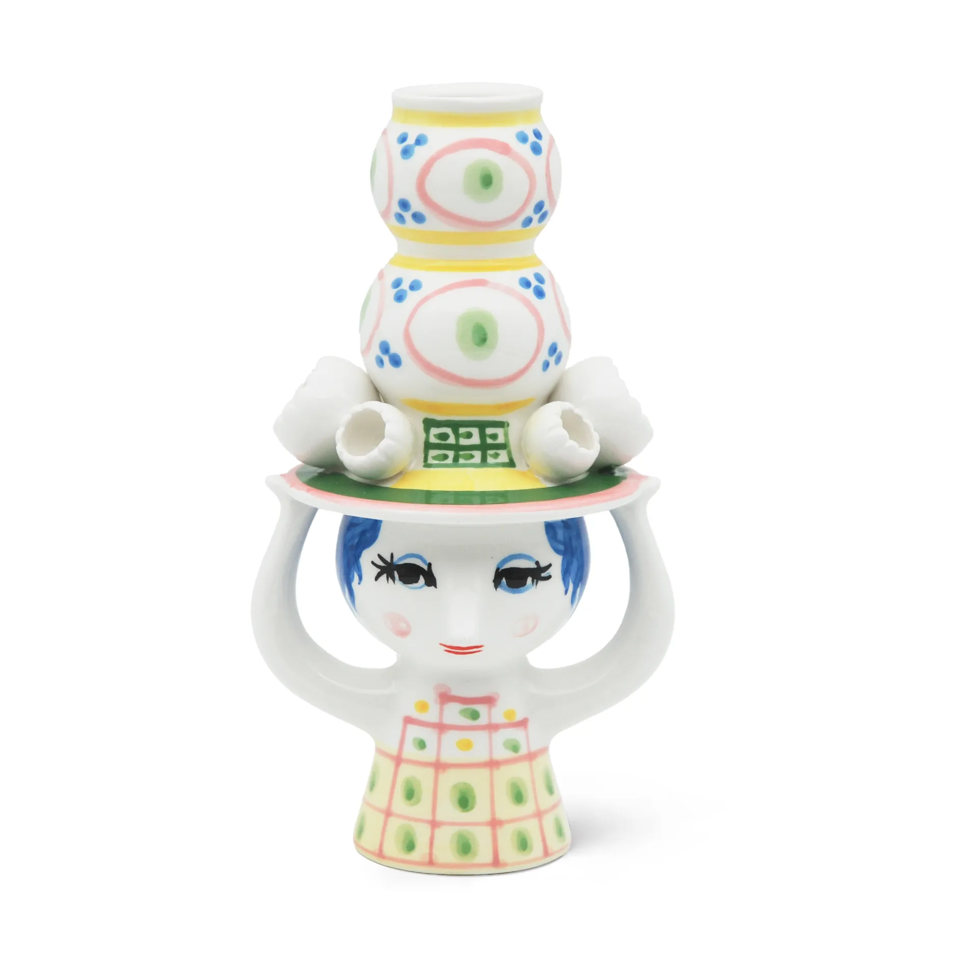 Candelabro Lady with hat H16 cm, Rosa Bjørn Wiinblad