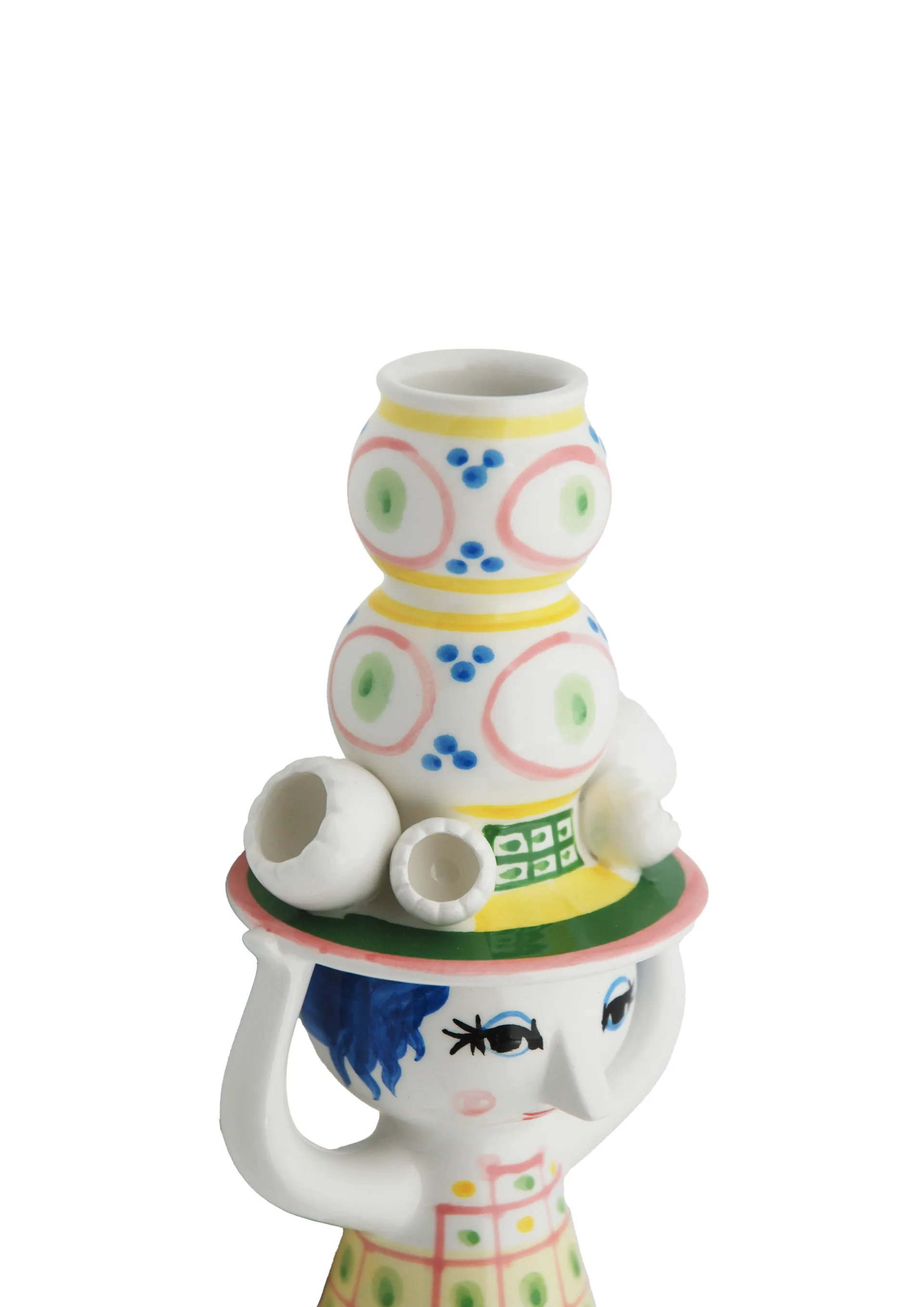 Candelabro Lady with hat H16 cm, Rosa Bjørn Wiinblad