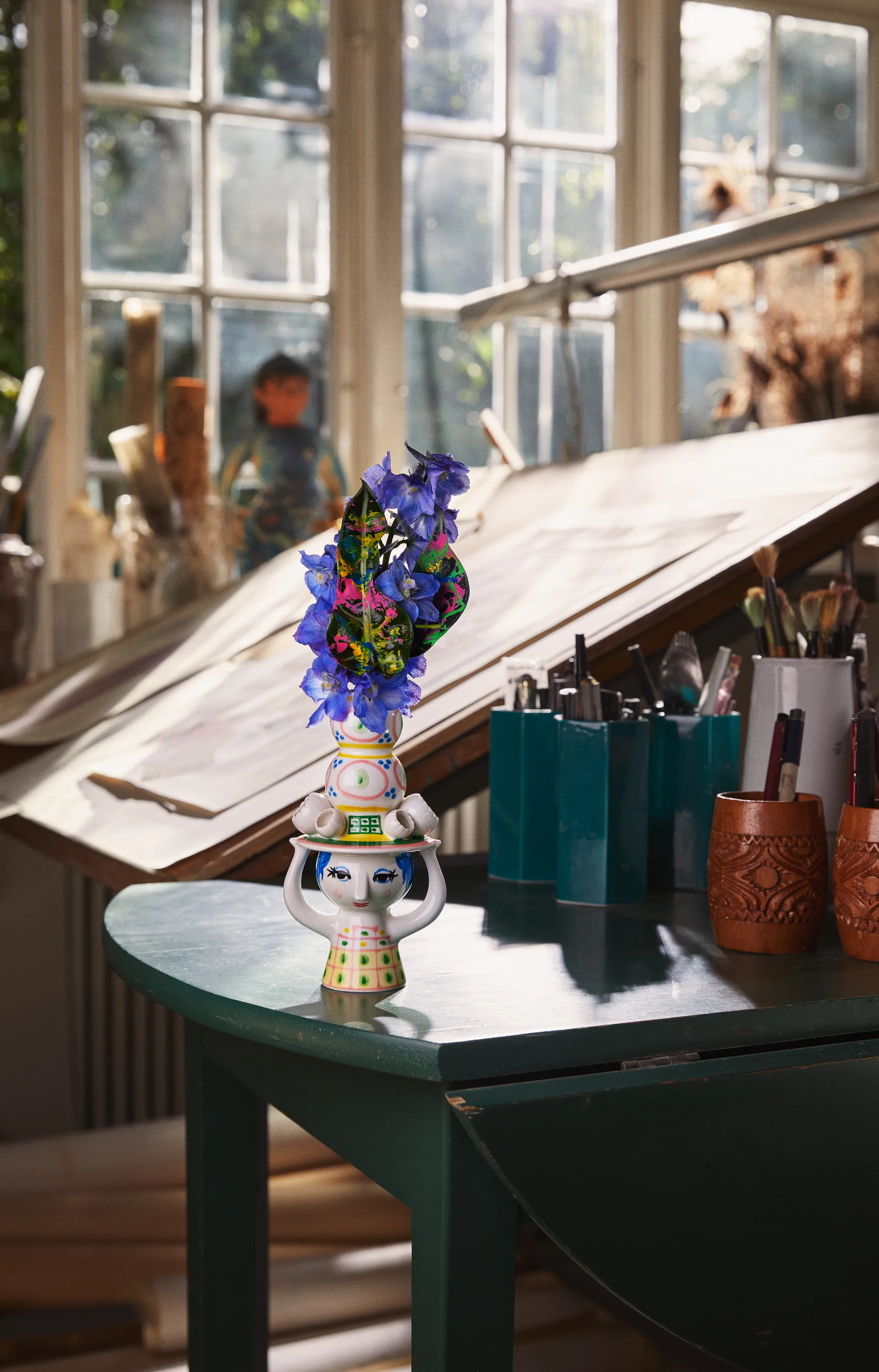 Candelabro Lady with hat H16 cm, Rosa Bjørn Wiinblad